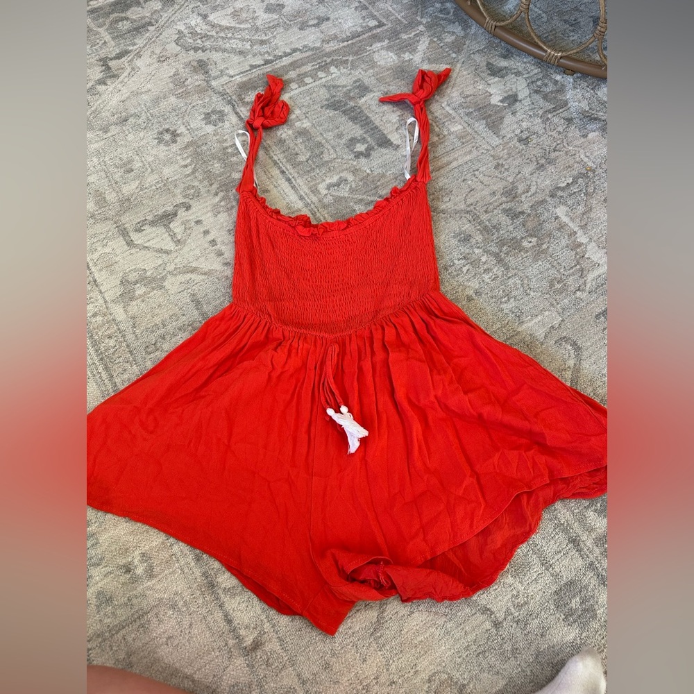 Red Sleeveless Romper